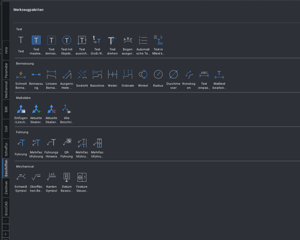BricsCAD Anpassungen